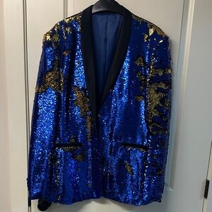 Blue and gold Sequin Blazer